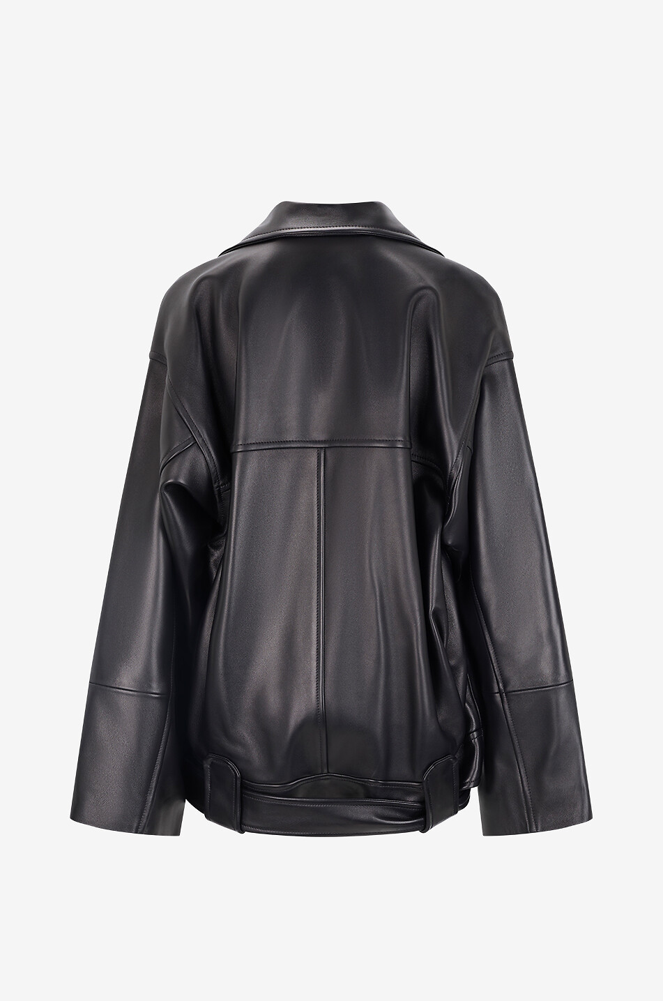 KHAITE Alder oversized lambskin leather belted jacket Women BLACK 4