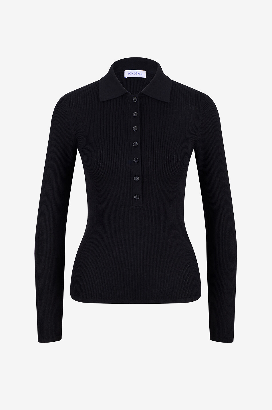 Langärmeliger Merinowolle-Polokragenpullover