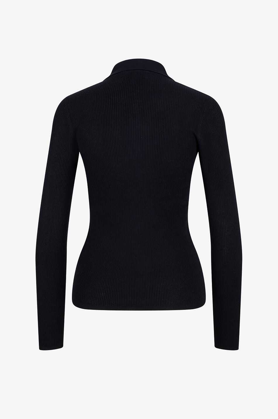 BONGENIE Langärmeliger Merinowolle-Polokragenpullover Damen SCHWARZ 2
