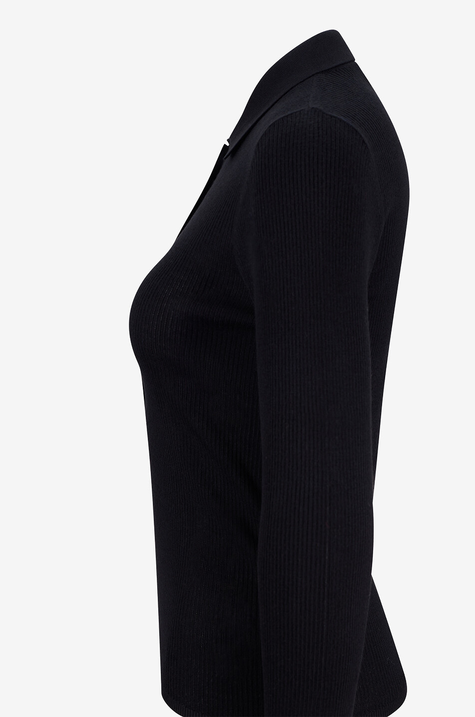 BONGENIE Langärmeliger Merinowolle-Polokragenpullover Damen SCHWARZ 3