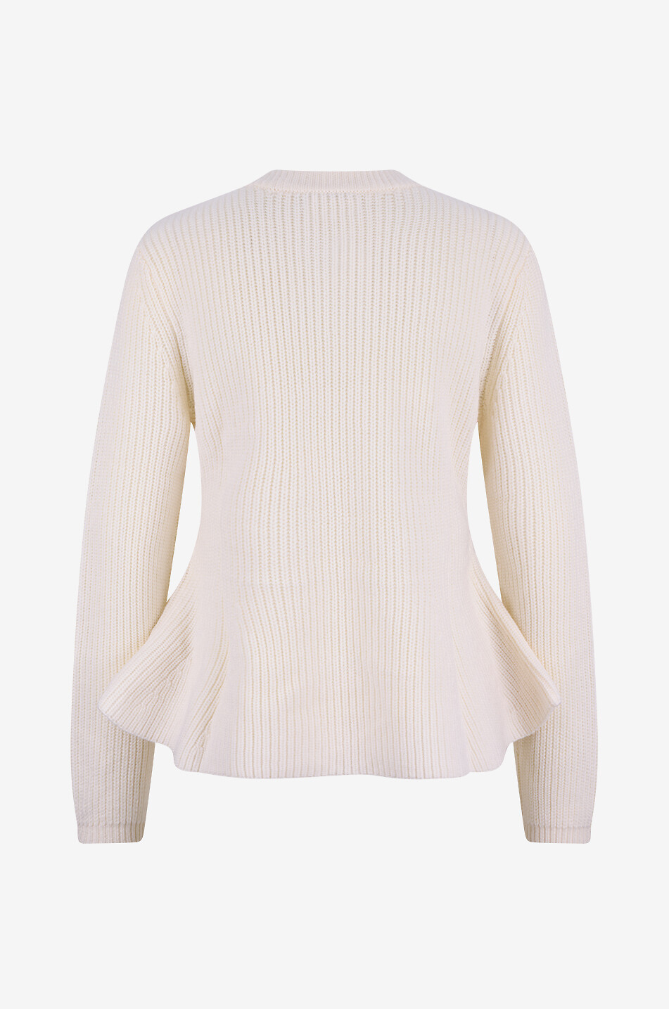 BONGENIE Peplum-Cardigan mit Rundhalsausschnitt aus Merinowolle Damen CREMEFARBEN 2