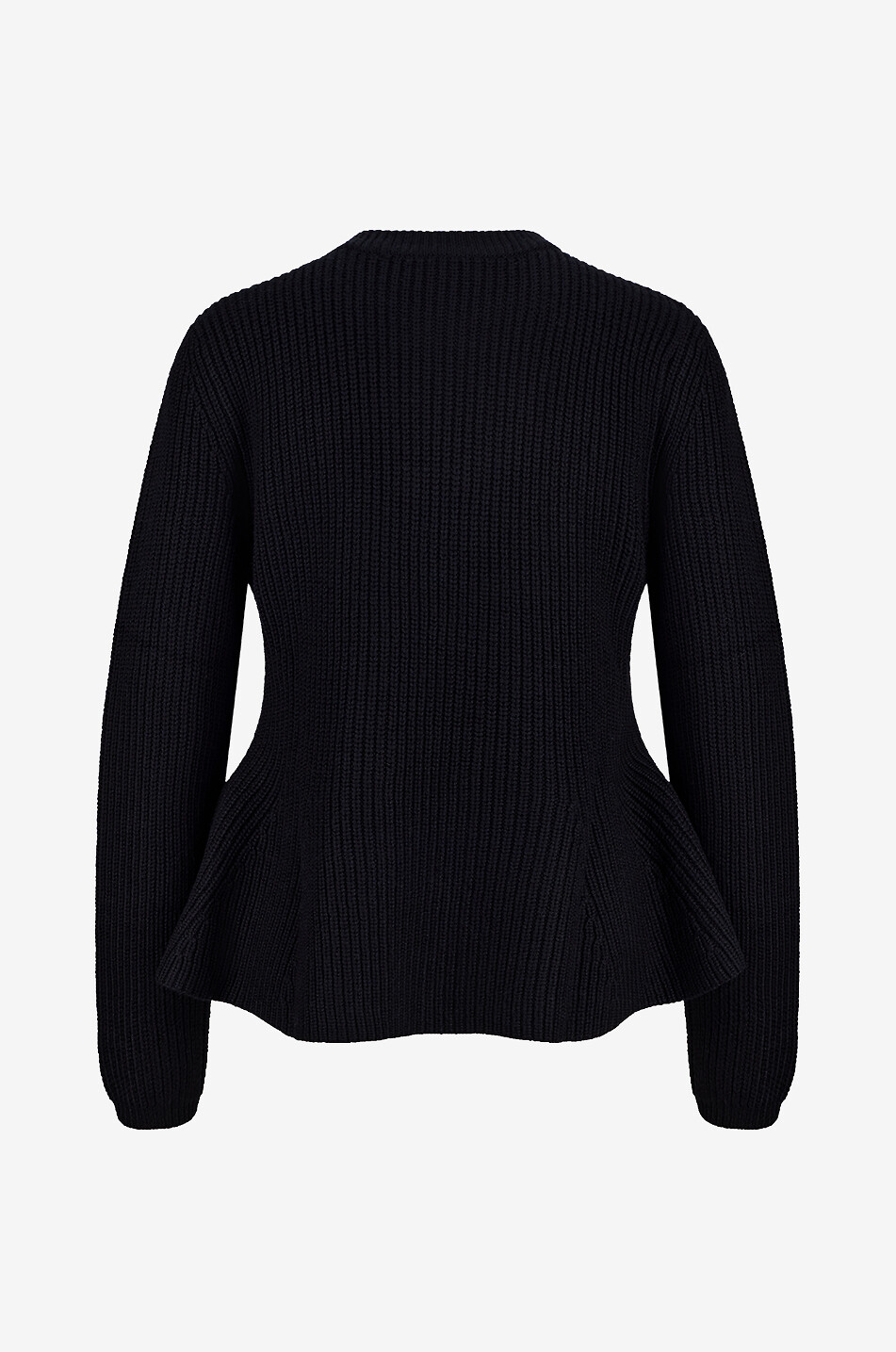 BONGENIE Peplum-Cardigan mit Rundhalsausschnitt aus Merinowolle Damen SCHWARZ 2