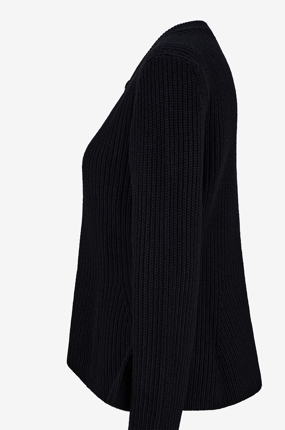 BONGENIE Peplum-Cardigan mit Rundhalsausschnitt aus Merinowolle Damen SCHWARZ 3
