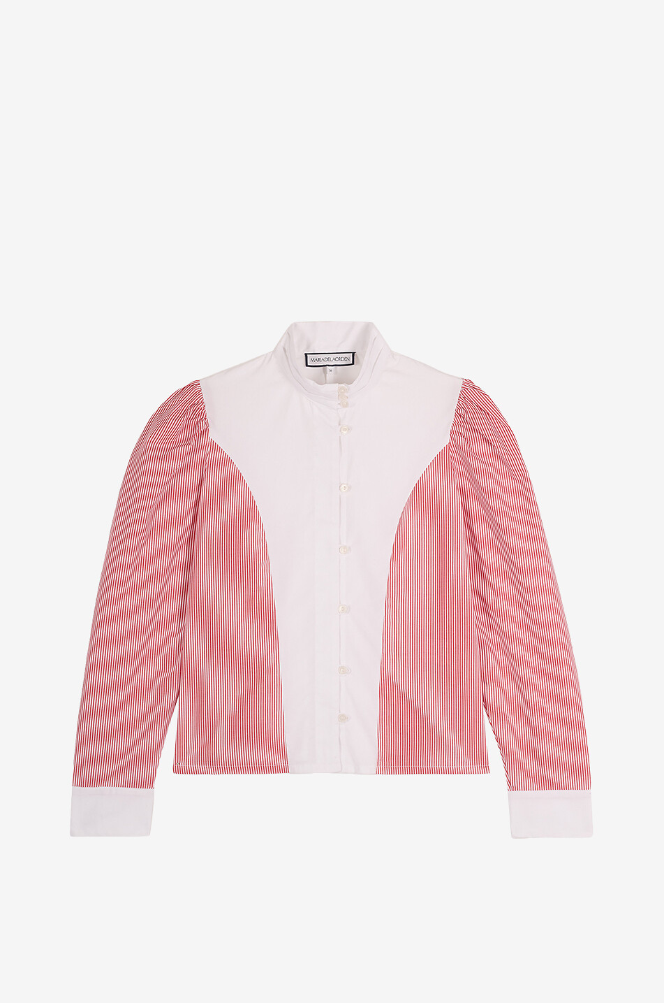 MARIA DE LA ORDEN Iza striped cotton poplin shirt with officer collar Women RED 1