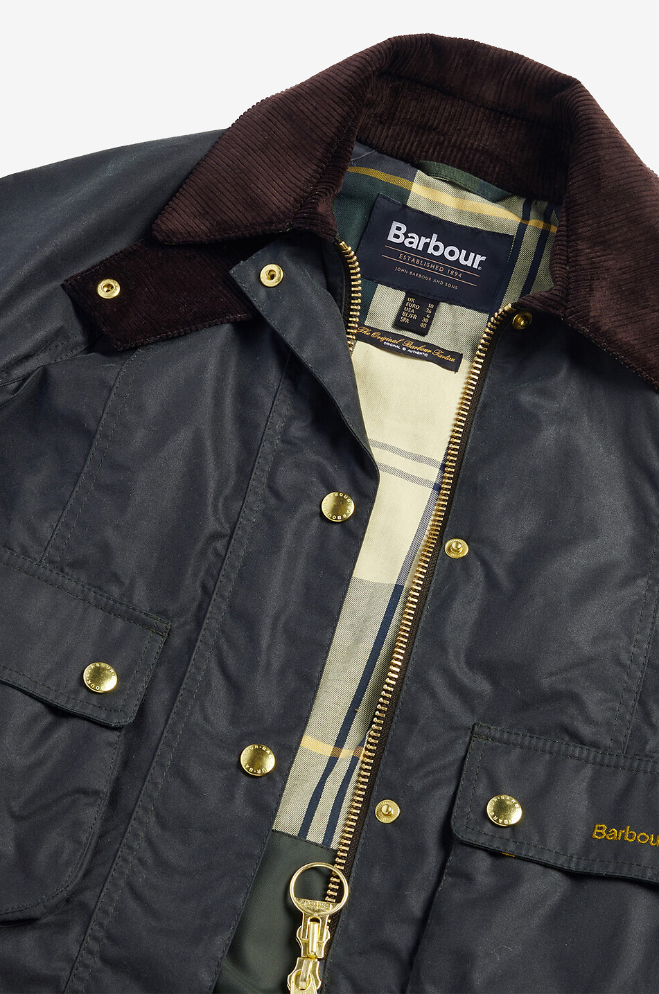 BARBOUR Kurze Jacke aus gewachstem Baumwollcanvas Cropped Beadnell Damen DUNKELGRÜN 9
