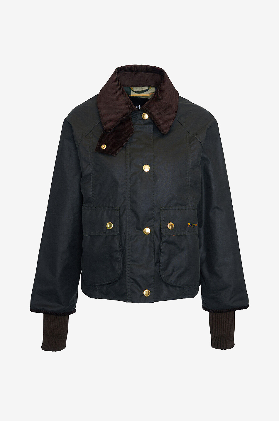 BARBOUR Kurze Jacke aus gewachstem Baumwollcanvas Cropped Beadnell Damen DUNKELGRÜN 1