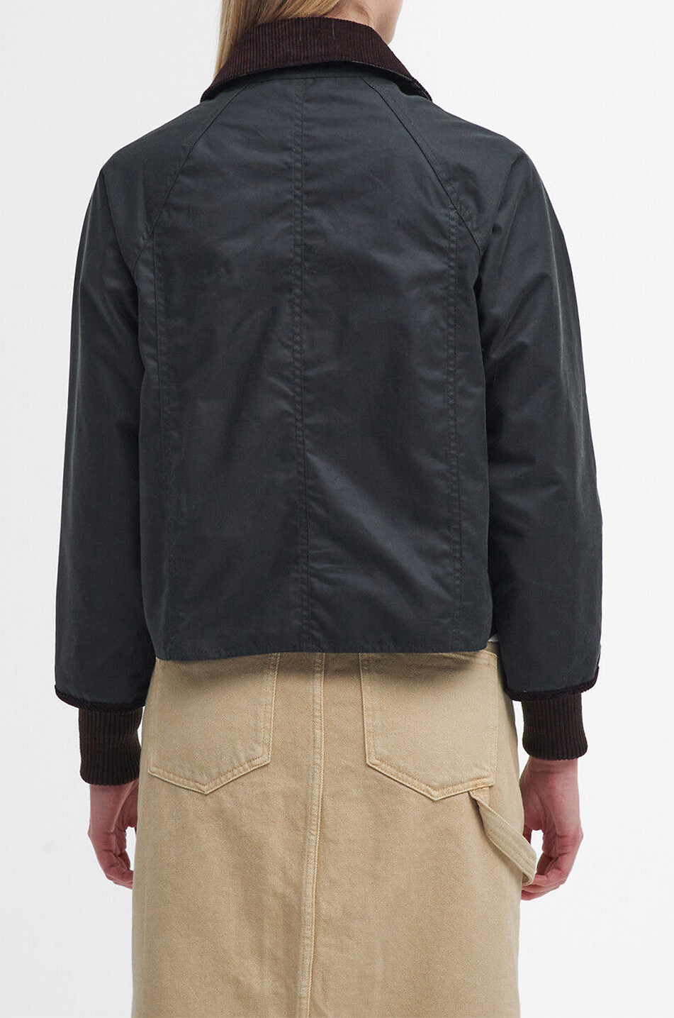BARBOUR Kurze Jacke aus gewachstem Baumwollcanvas Cropped Beadnell Damen DUNKELGRÜN 3