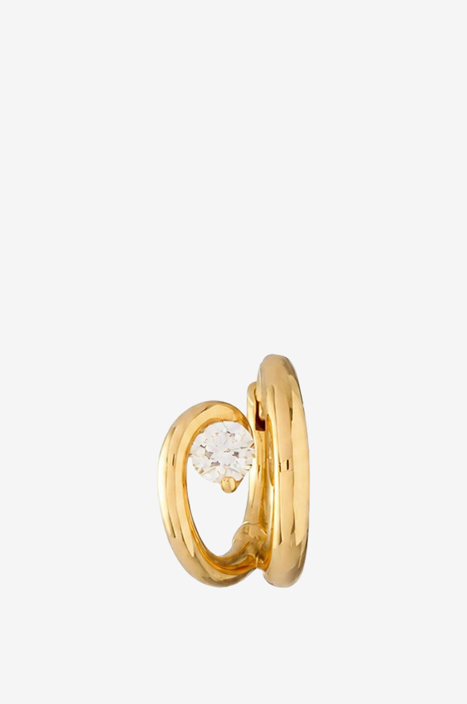 Sculpté Serti left ear single yellow gold and diamond hoop earring