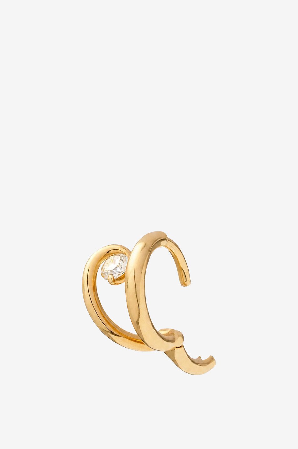 CHARLOTTE CHESNAIS Sculpté Serti left ear single yellow gold and diamond hoop earring Women GOLDEN 2