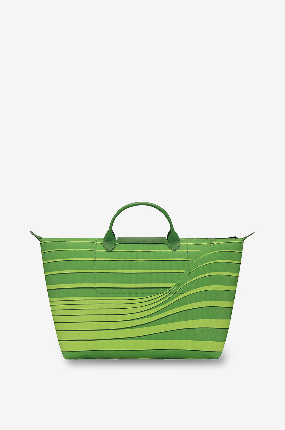 LONGCHAMP Sac de voyage en toile rayé Le Pliage Collection Femme VERT 4
