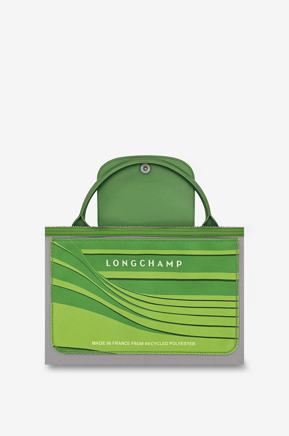 LONGCHAMP Sac de voyage en toile rayé Le Pliage Collection Femme VERT 5