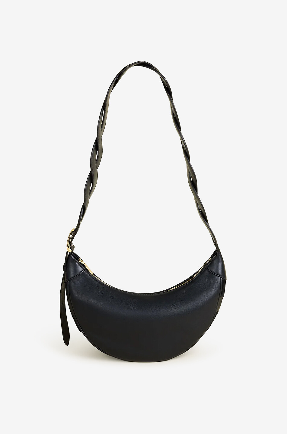Sac porté épaule demi-lune en cuir tressé Amona