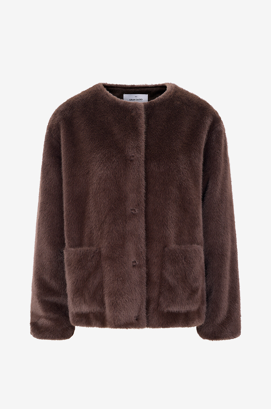 GRAN SASSO Kurze Jacke mit Rundhalsausschnitt aus Kunstfell Damen DUNKELBRAUN 1