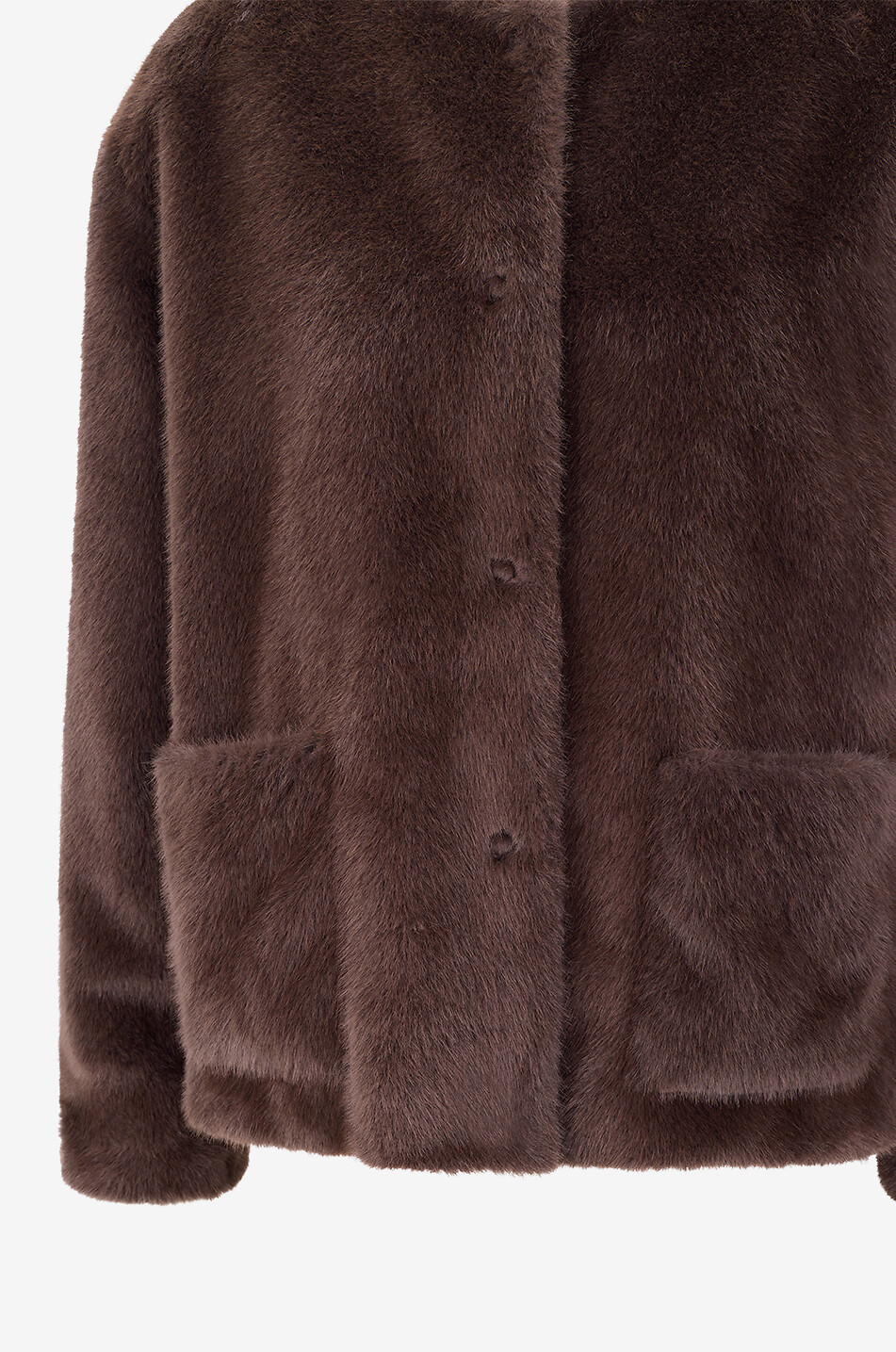 GRAN SASSO Kurze Jacke mit Rundhalsausschnitt aus Kunstfell Damen DUNKELBRAUN 3