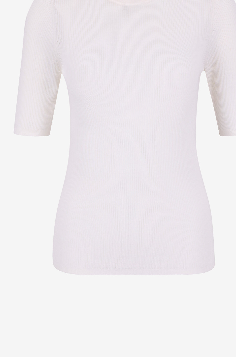 BONGENIE Gerippter Rundhalspullover aus Jersey Damen CREMEFARBEN 3