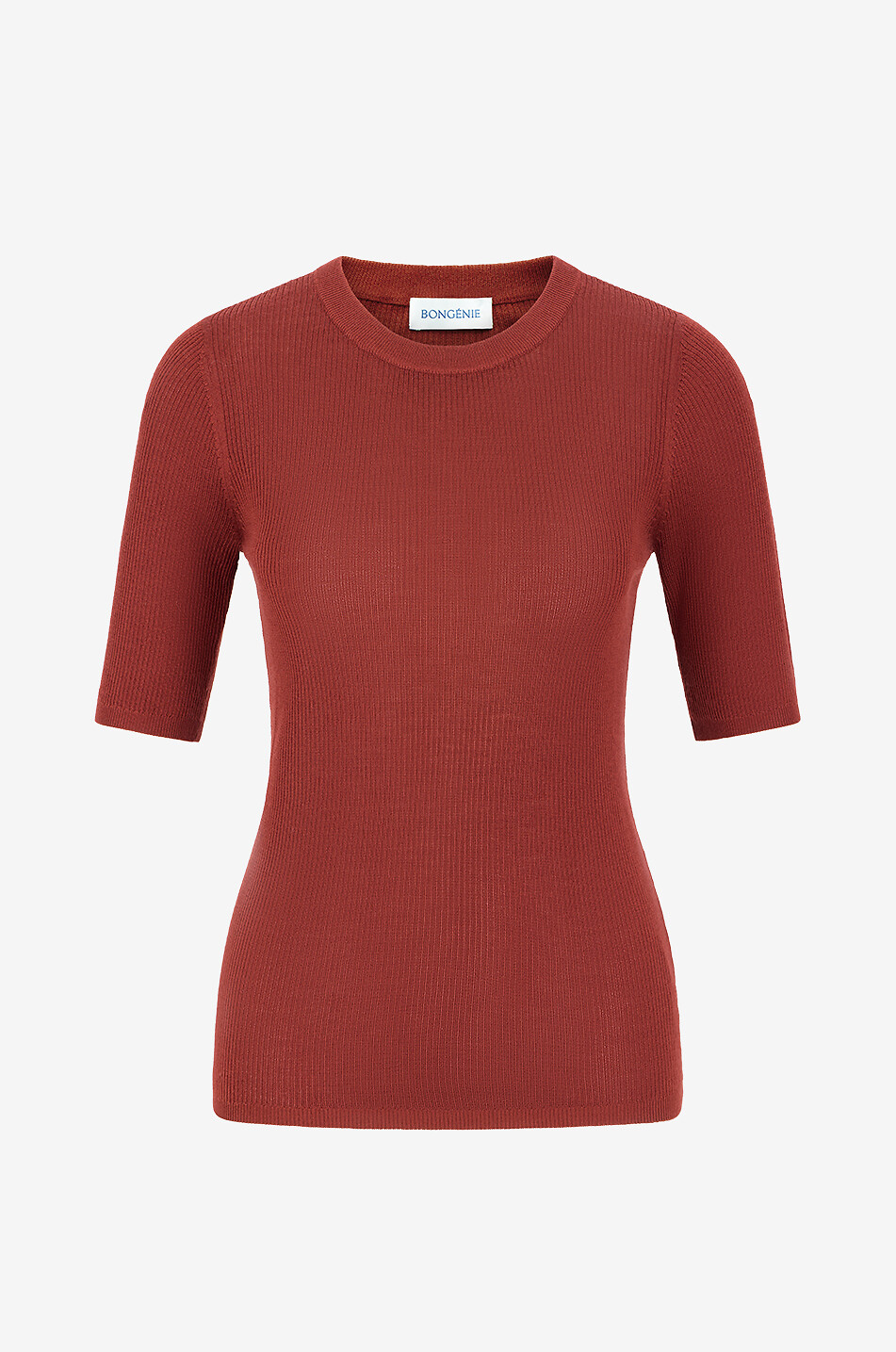 BONGENIE Gerippter Rundhalspullover aus Jersey Damen ROT 1