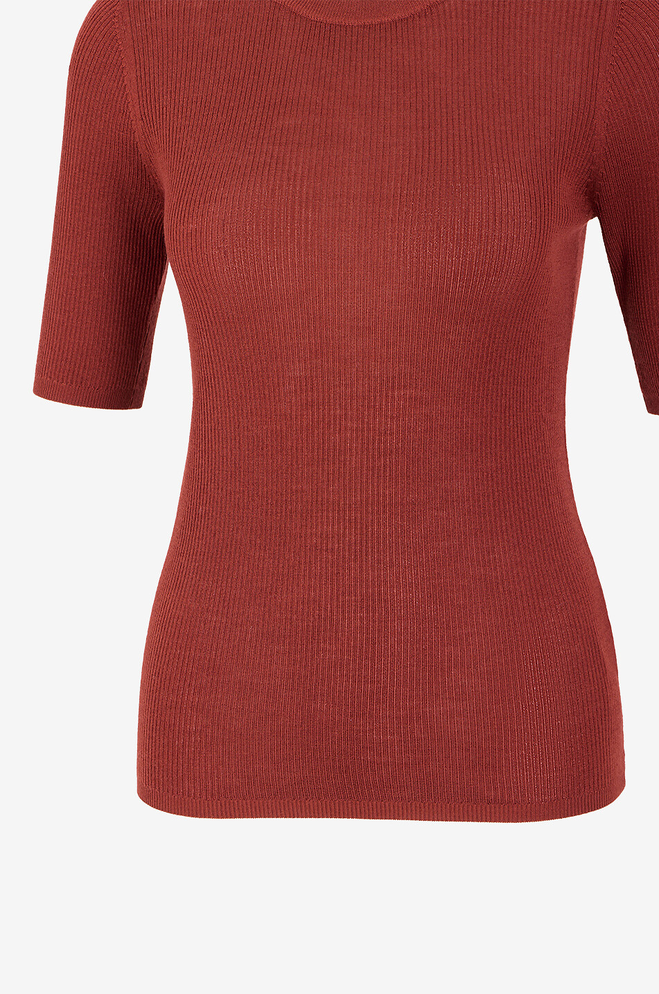 BONGENIE Gerippter Rundhalspullover aus Jersey Damen ROT 3