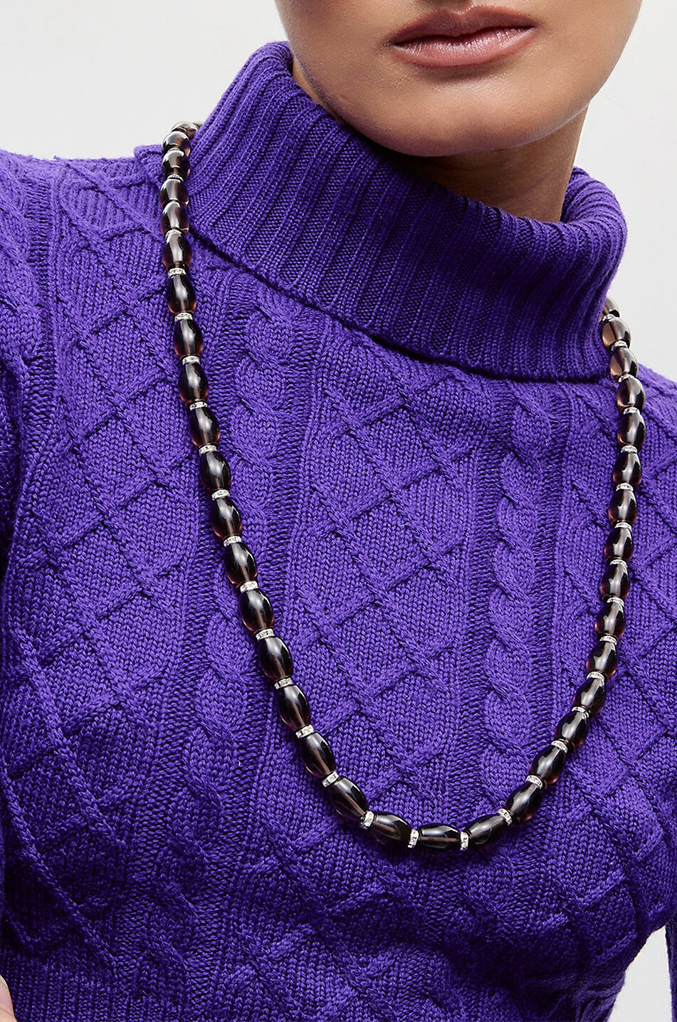 JULIETTA Sautoir en perles de quartz fumé Donna Linea Femme GRIS 2