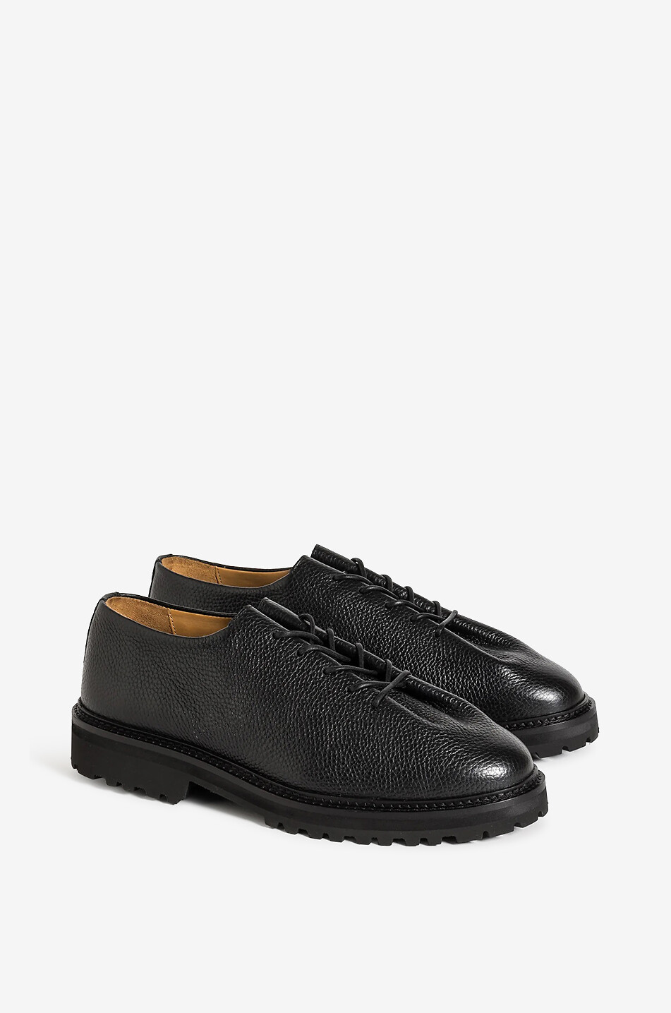 JACQUES SOLOVIERE Chaussures à lacets en cuir de veau grainé Edouard Lug Homme NOIR 1