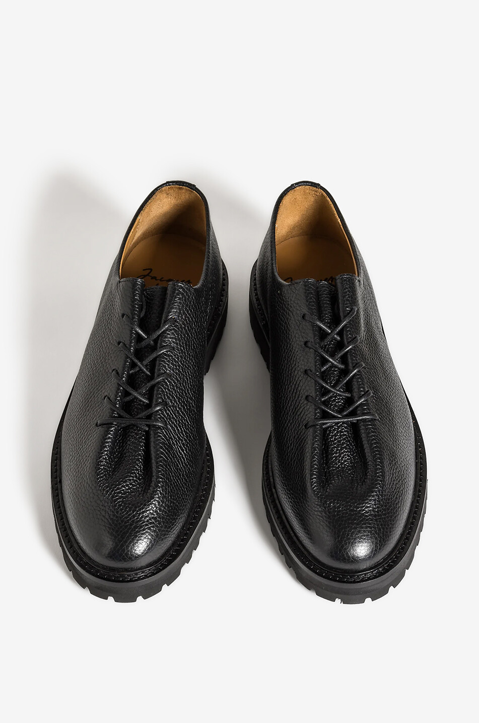 JACQUES SOLOVIERE Chaussures à lacets en cuir de veau grainé Edouard Lug Homme NOIR 2