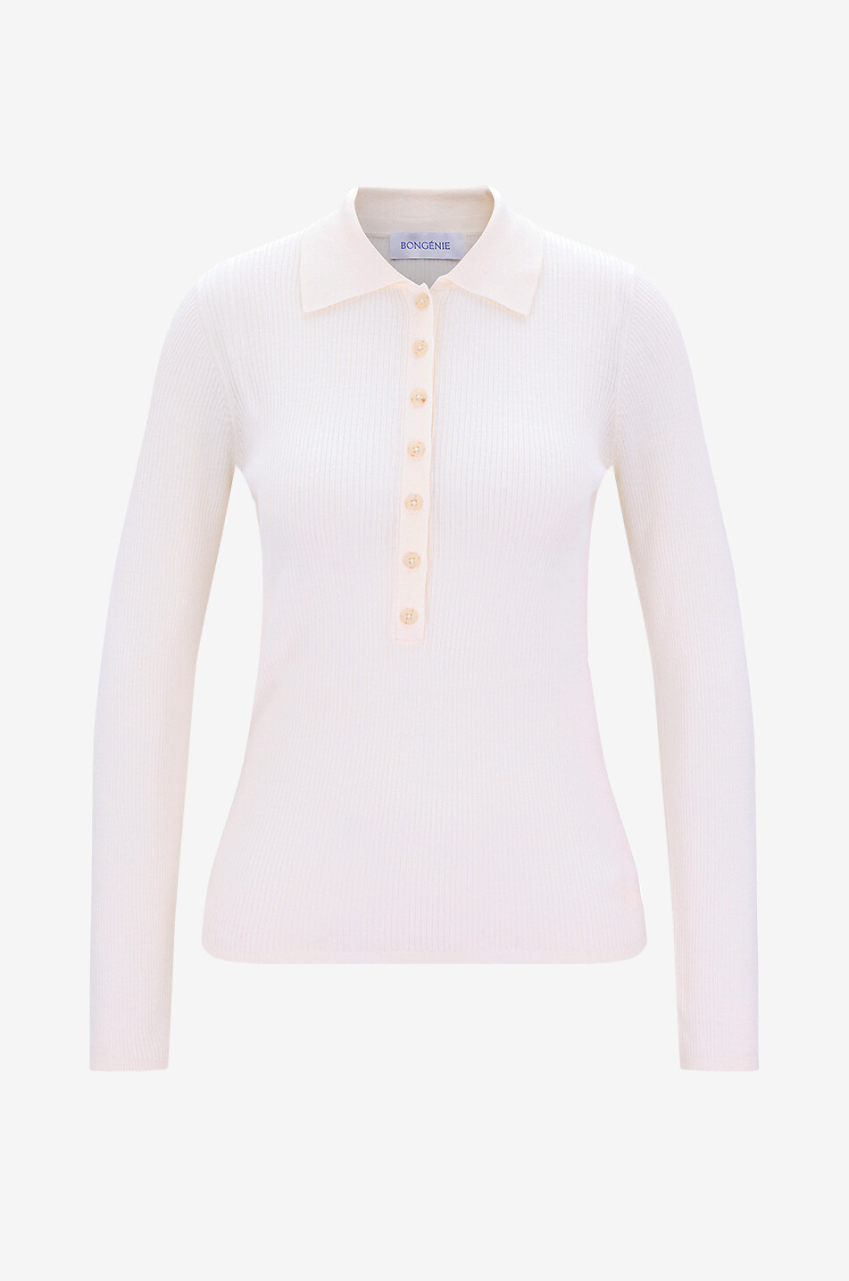 Langärmeliger Merinowolle-Polokragenpullover