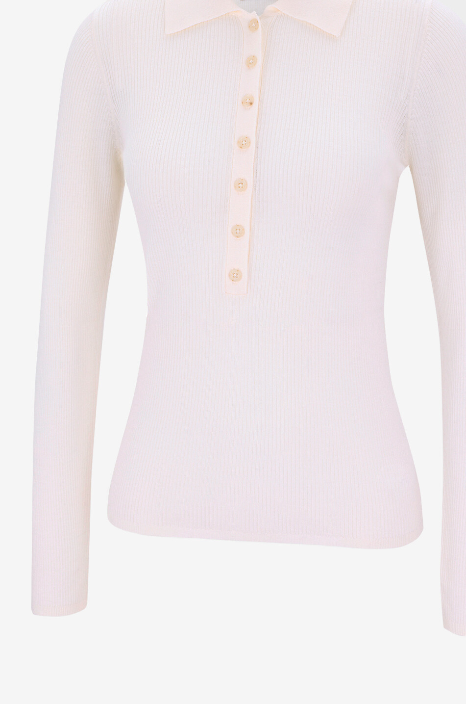 BONGENIE Langärmeliger Merinowolle-Polokragenpullover Damen CREMEFARBEN 3