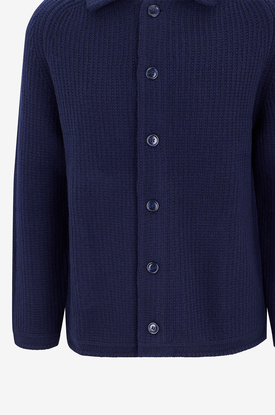 BONGENIE Merino wool shirt-collar cardigan Men DARK BLUE 3