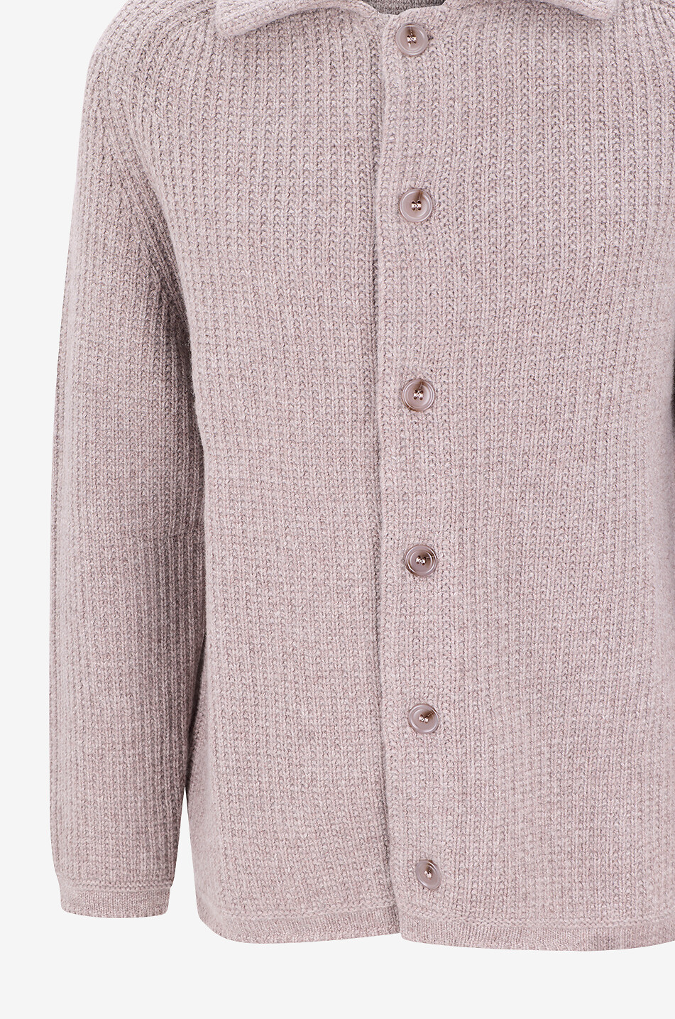 BONGENIE Merino wool shirt-collar cardigan Men BROWN 3