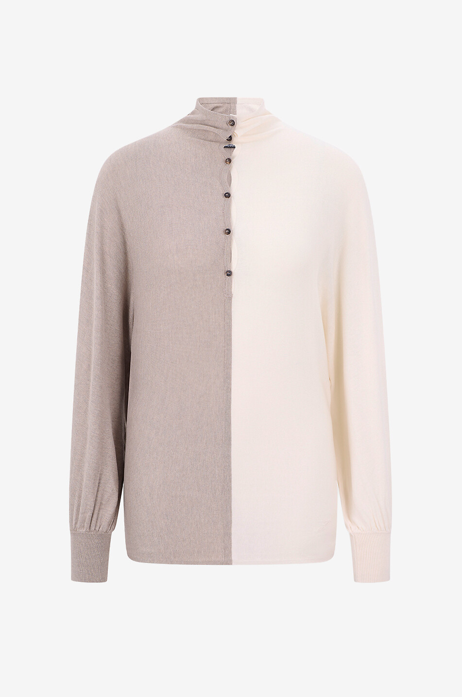 JACQUEMUS Pull à col montant en soie mélangée Le Polo Losange Femme BEIGE 1