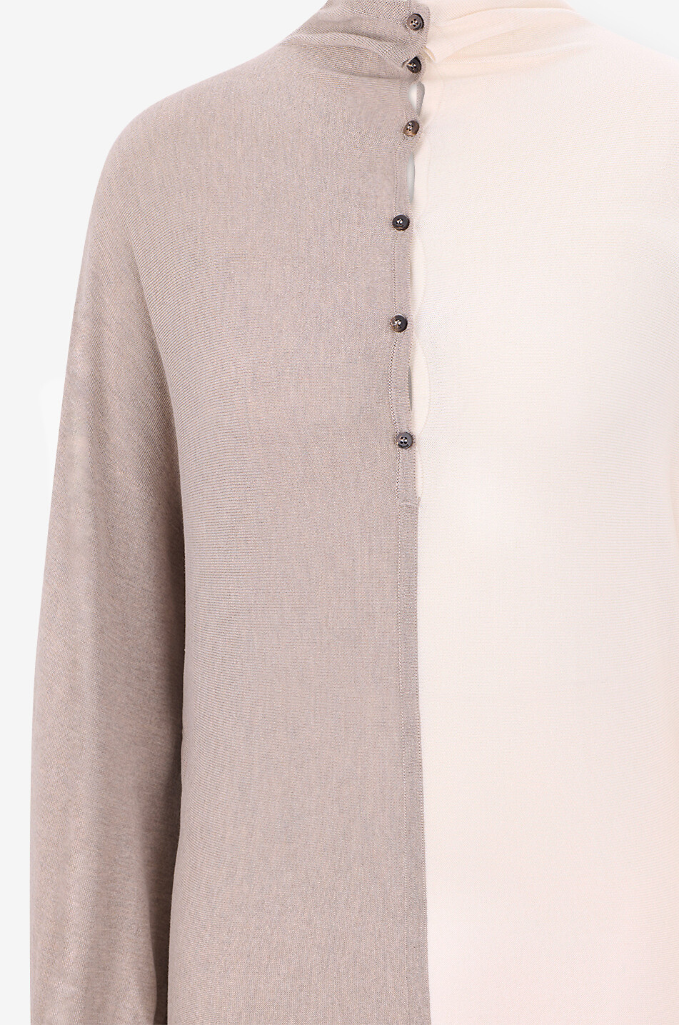JACQUEMUS Pull à col montant en soie mélangée Le Polo Losange Femme BEIGE 3