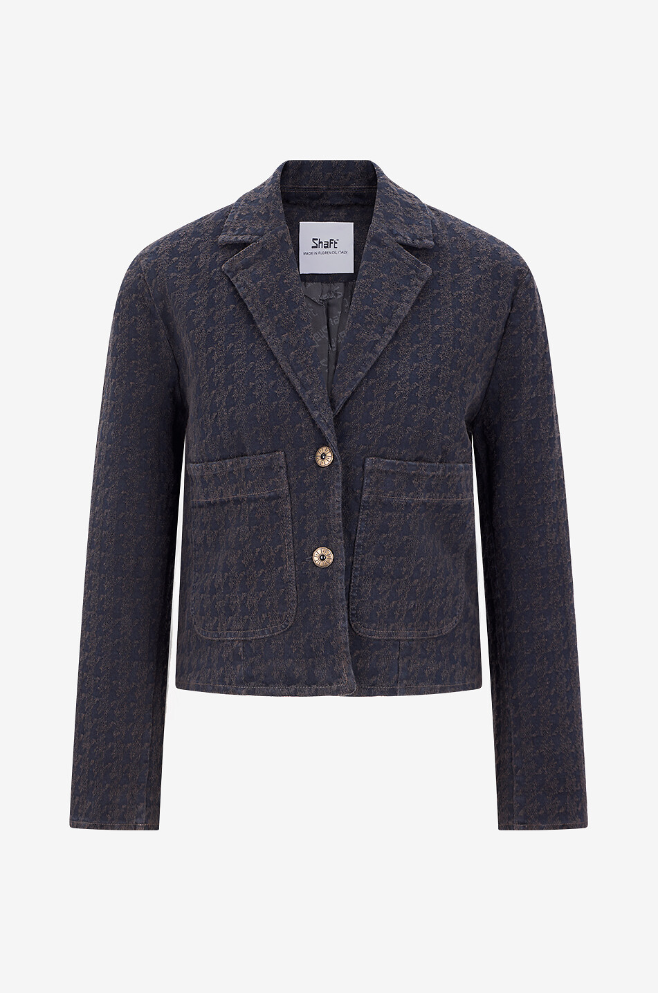 Blazer court à pied-de-poule en coton organique Frida