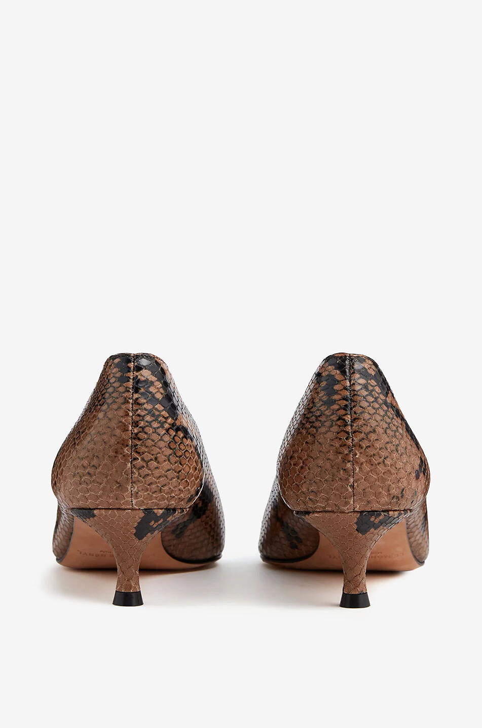 LE MONDE BERYL Babouche 40 python-embossed leather kitten heel pumps Women BROWN 3