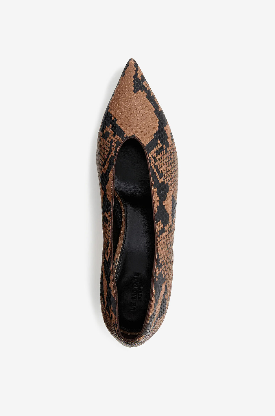 LE MONDE BERYL Babouche 40 python-embossed leather kitten heel pumps Women BROWN 4