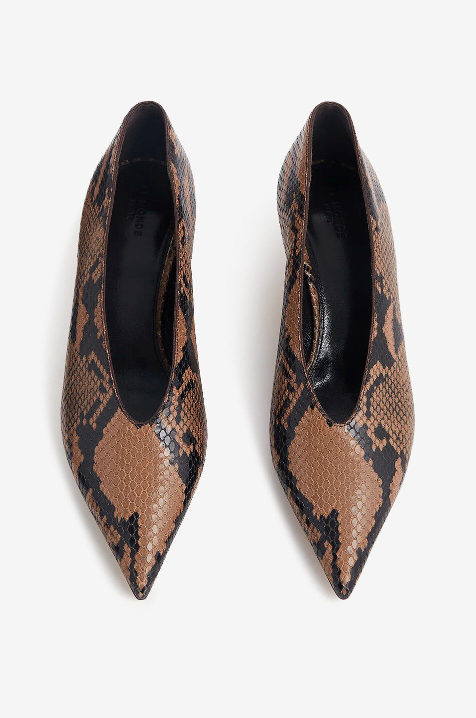 LE MONDE BERYL Babouche 40 python-embossed leather kitten heel pumps Women BROWN 2