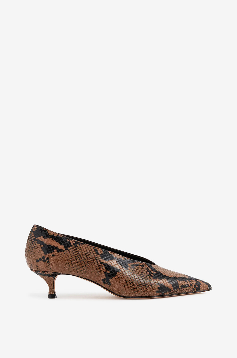 LE MONDE BERYL Babouche 40 python-embossed leather kitten heel pumps Women BROWN 1