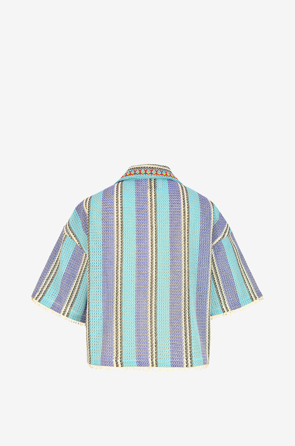 MONOKI Gelato striped short-sleeved cotton knit shirt Women BLUE 2