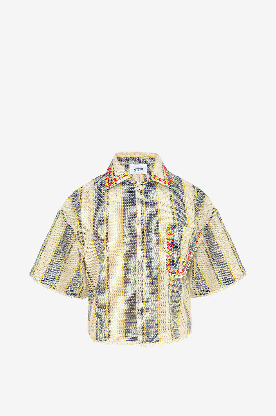 MONOKI Gelato striped short-sleeved cotton knit shirt Women YELLOW 1