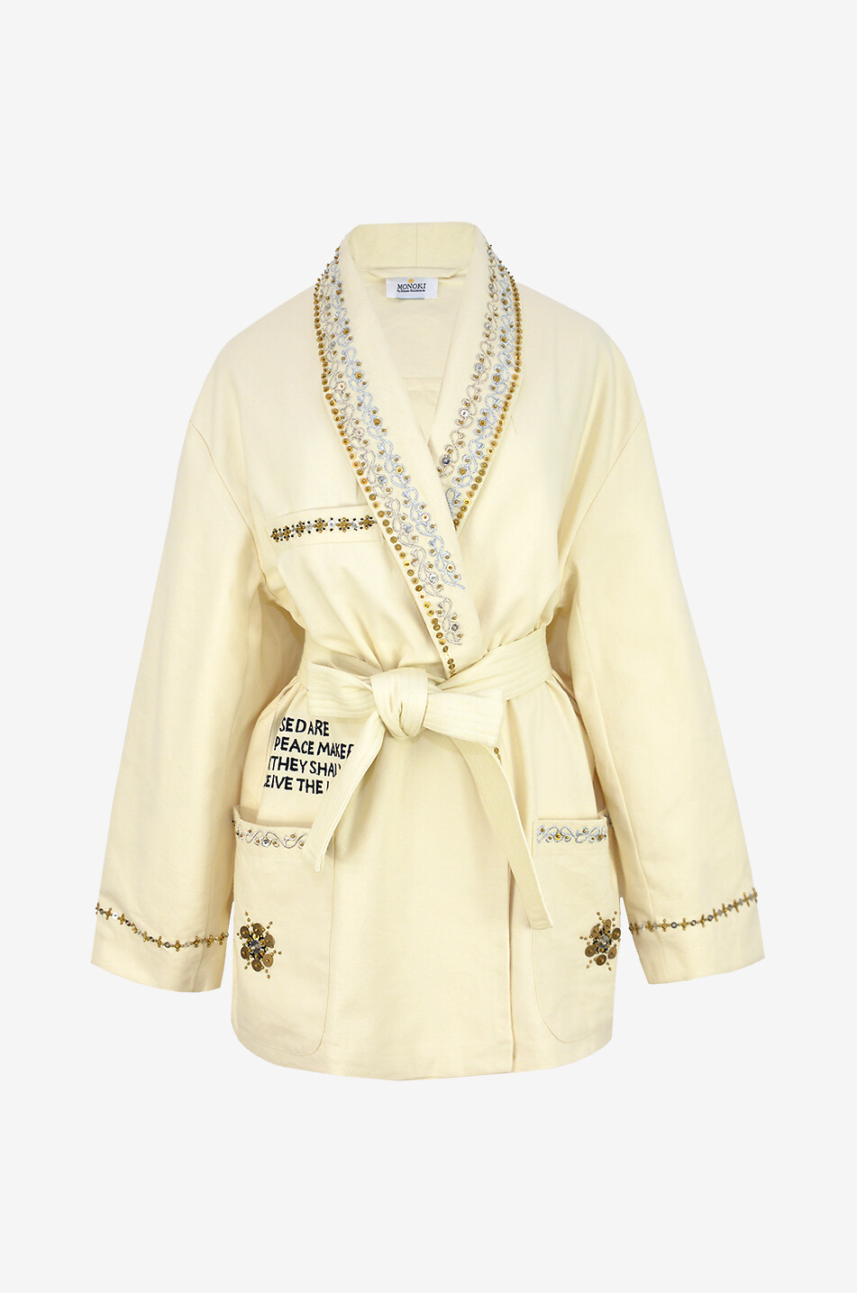 Elise embroidered sequin cotton kimono