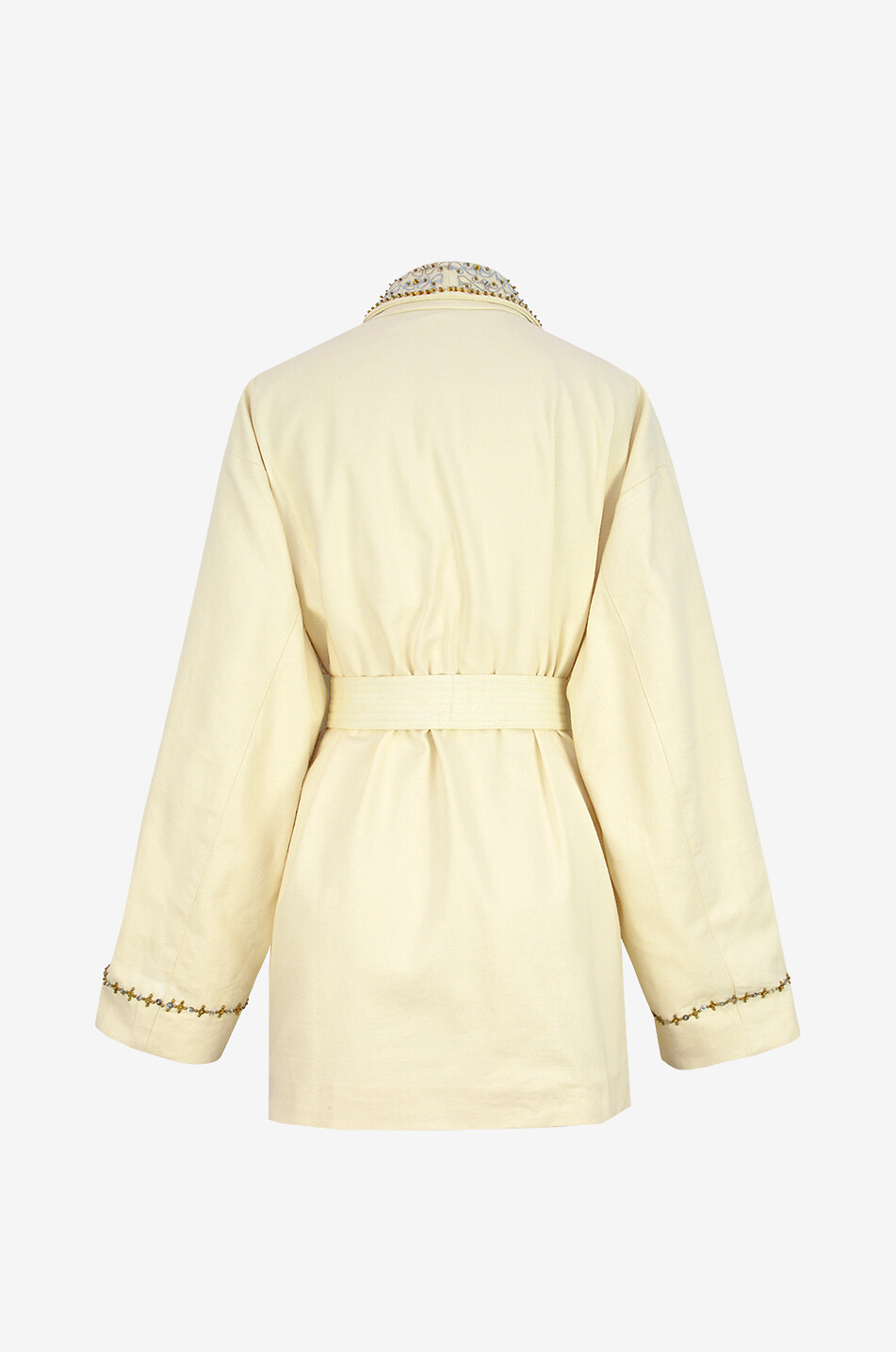 MONOKI Elise embroidered sequin cotton kimono Women EGGSHELL 2