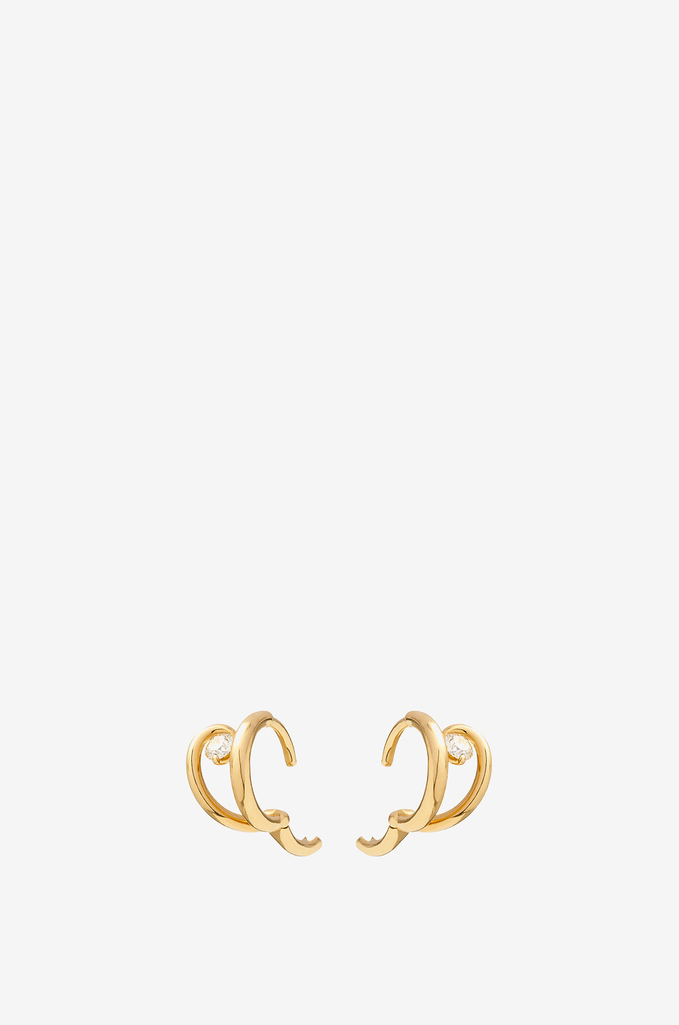 CHARLOTTE CHESNAIS Sculpté Serti left ear single yellow gold and diamond hoop earring Women GOLDEN 3