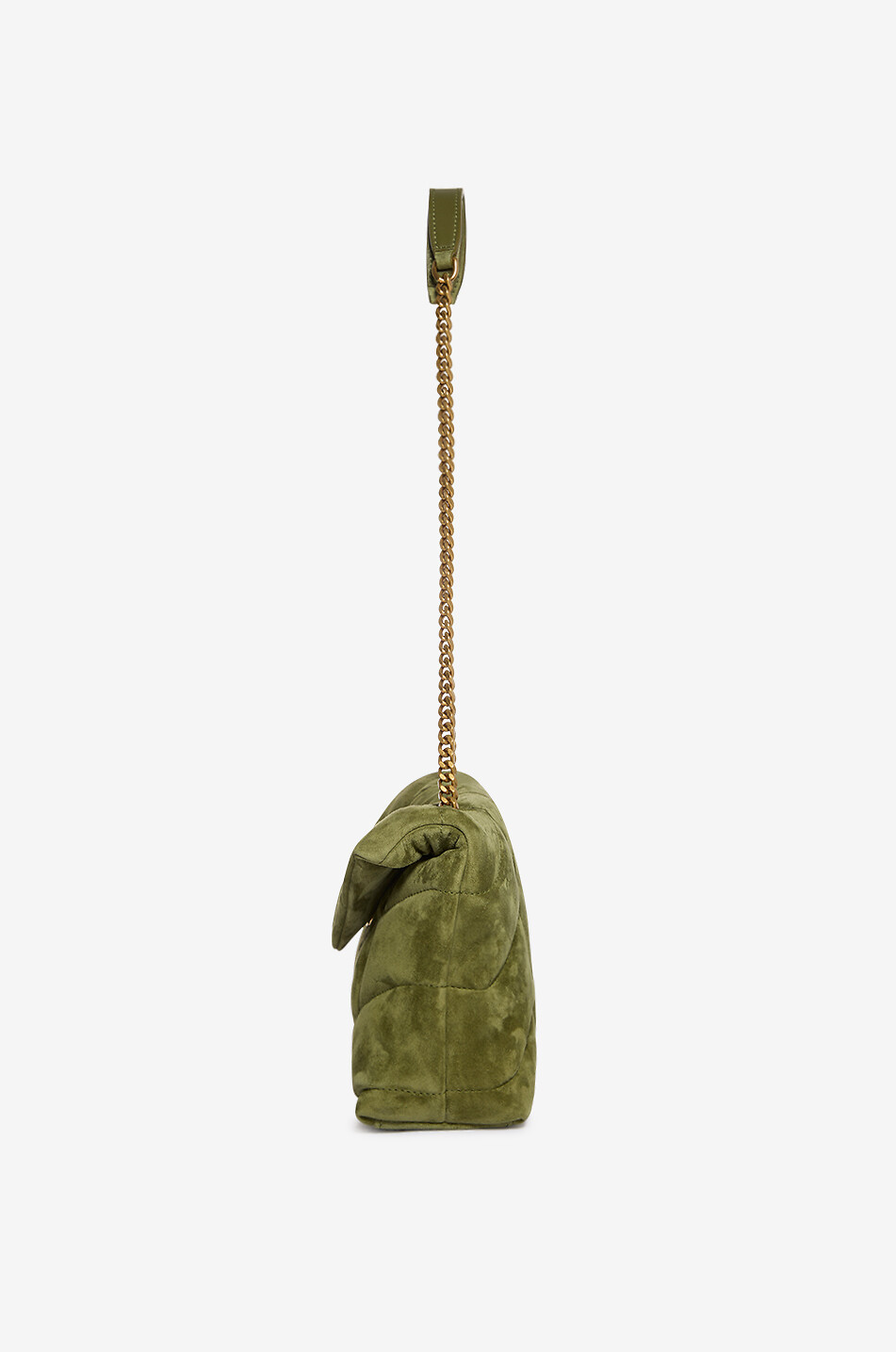 SAINT LAURENT PARIS Schultertasche aus gestepptem Wildleder Toy Puffer Damen GRÜN 5