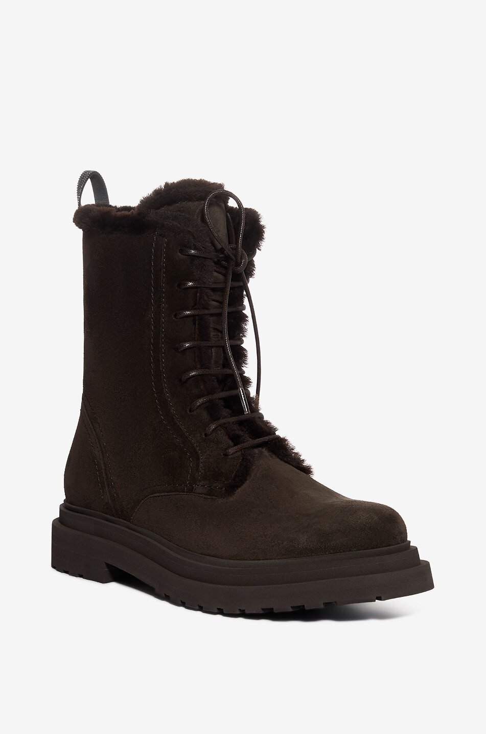Suede lace-up lined ankle boots