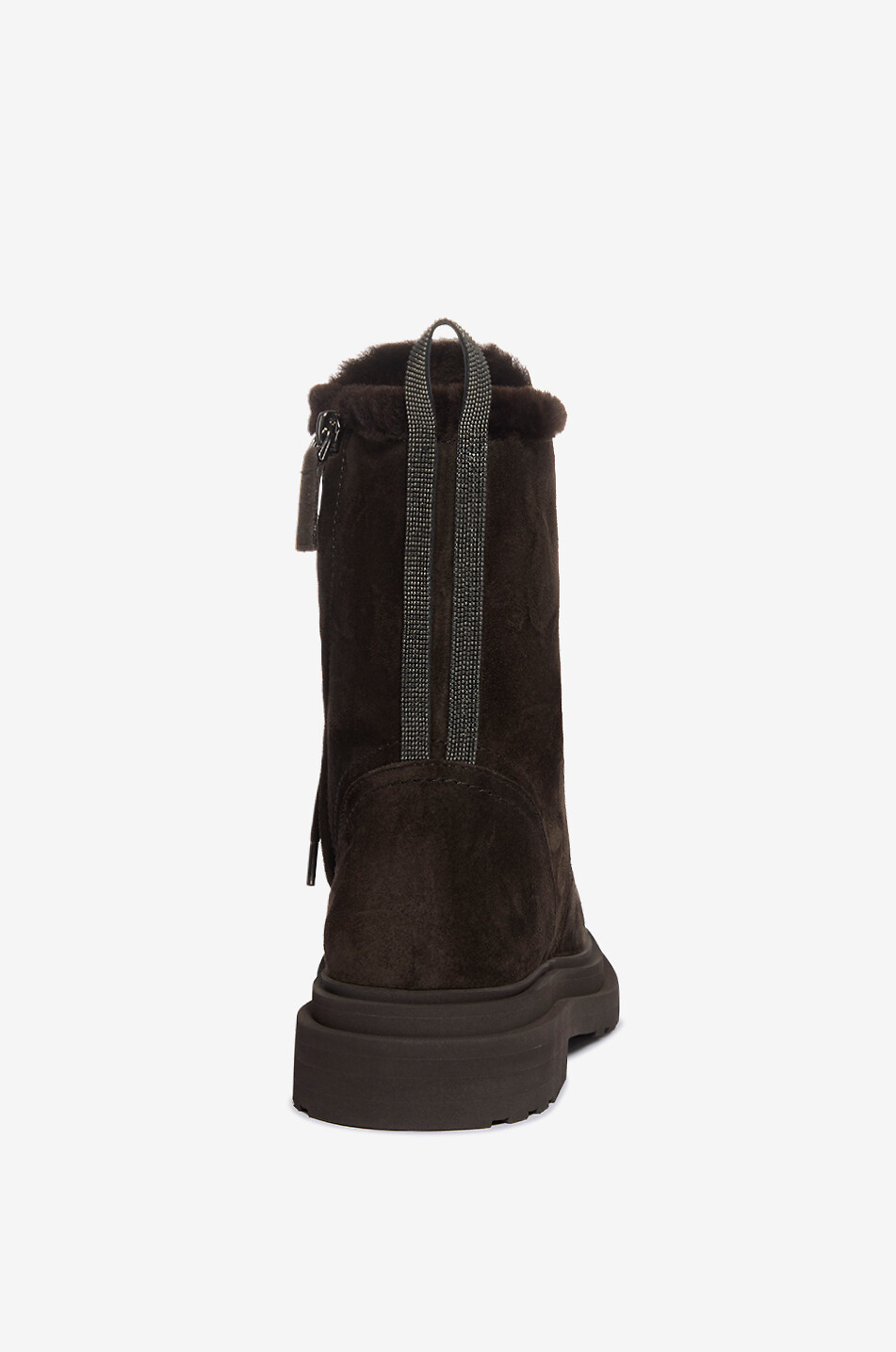 BRUNELLO CUCINELLI Suede lace-up lined ankle boots Women GREY 4