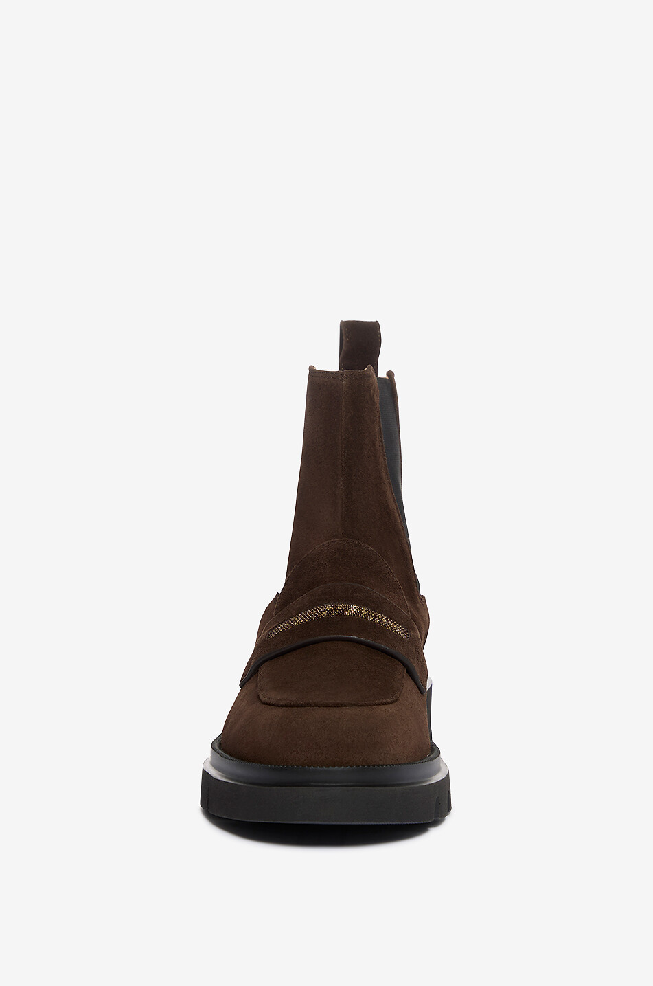FABIANA FILIPPI Flache Stiefeletten aus Wildleder mit Strasssteinen Damen DUNKELBRAUN 2