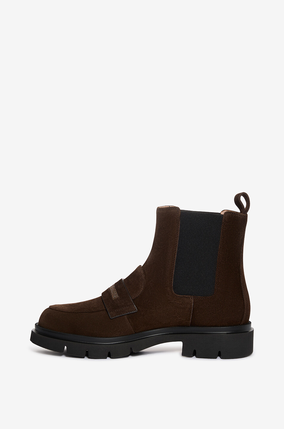 FABIANA FILIPPI Flache Stiefeletten aus Wildleder mit Strasssteinen Damen DUNKELBRAUN 3