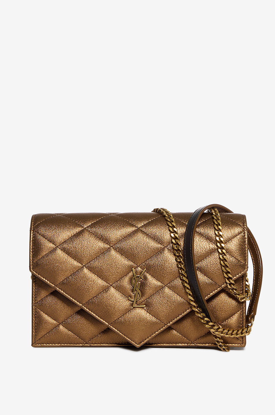 Sac porté épaule matelassé en cuir métallisé Paris