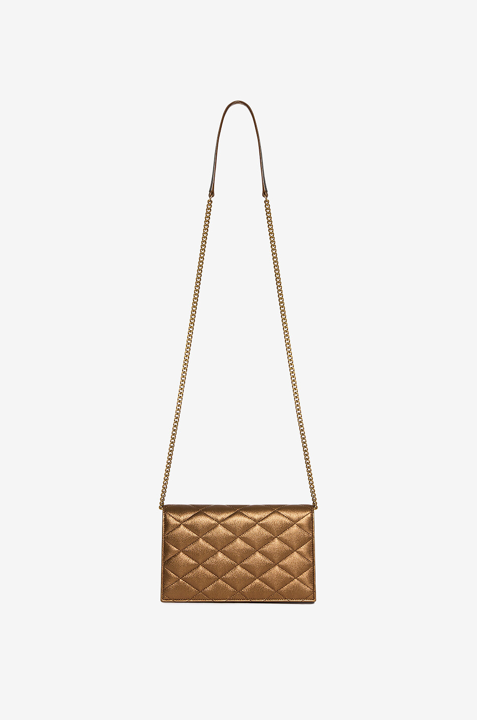 SAINT LAURENT PARIS Sac porté épaule matelassé en cuir métallisé Paris Femme Beige Foncé 3