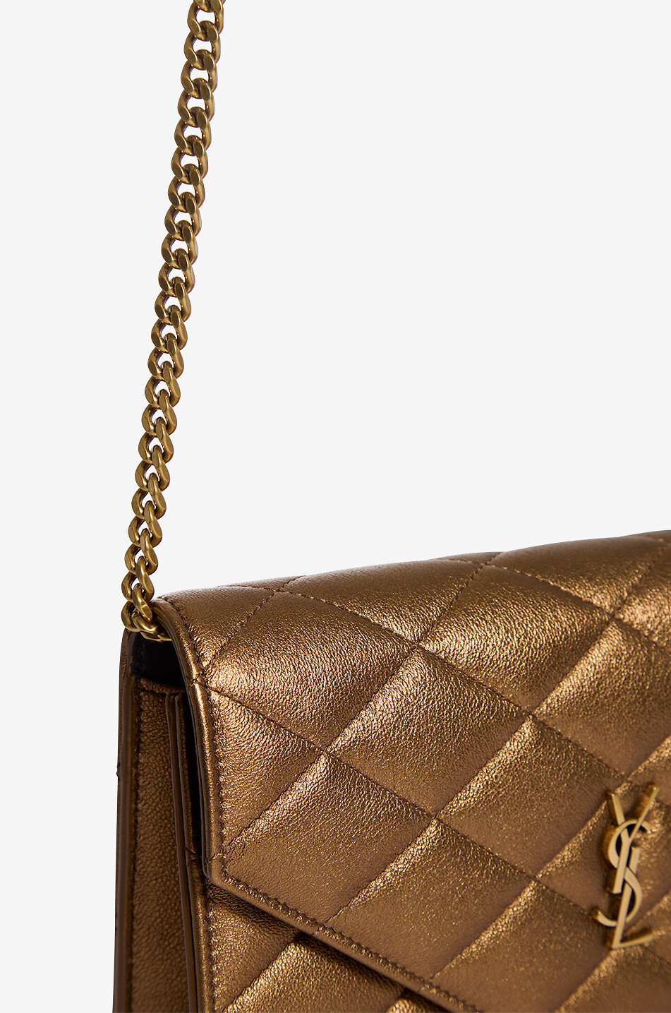 SAINT LAURENT PARIS Sac porté épaule matelassé en cuir métallisé Paris Femme Beige Foncé 5