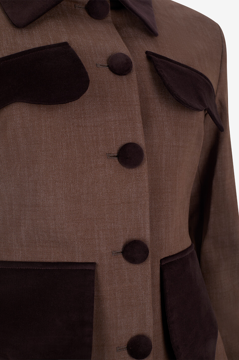 DESTREE Tamara Stretch Bico velvet collar lightweight fitted jacket Women BROWN 3