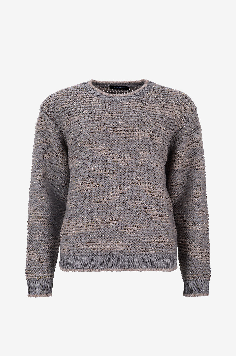 FABIANA FILIPPI Chiné-Pullover mit Rundhalsausschnitt aus Mischschurwolle Damen BRAUN 1